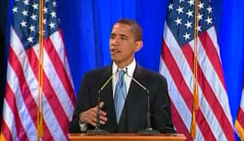 Barack Obama Delivering His Speech on Race