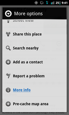 Google Maps Labs More Menu