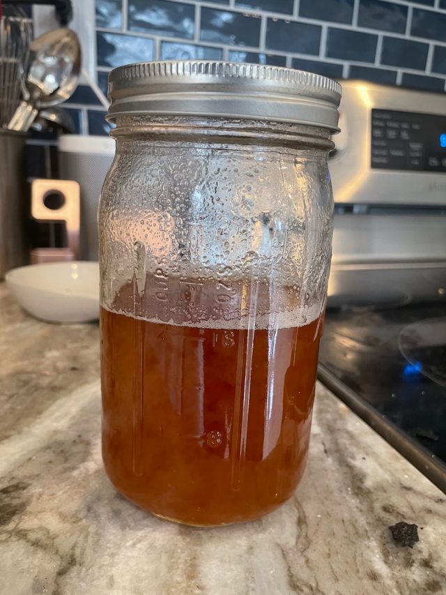A jar of syrup